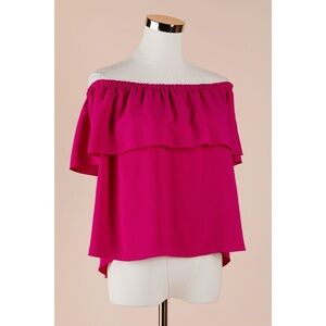 Sz XS Aritzia Wilfred Fuschia Sleeveless Off-Shoulder Ruffle Top EUC
